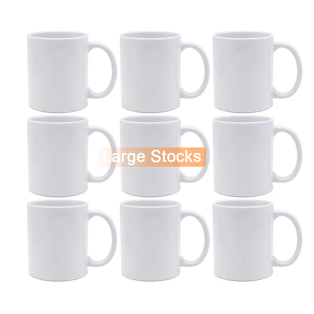 Werbe Porzellan Blank Weiße Milch Kaffeetasse Lieferant benutzer definierte Logo Keramik becher 11oz mit Griff Großhandel