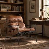 Fauteuil lounge moderne en cuir véritable avec pieds en bois - Meubles durables pour salon et salle à manger