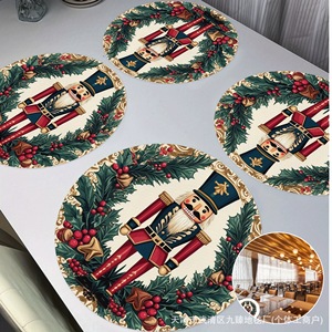 Manteles Individuales Redondos de Tierra de Diatomeas con Diseño de Cascanueces Navideño, Duraderos, Decorativos para Cocina y Comedor, Resistentes al Calor y a las Manchas - Product Image 1