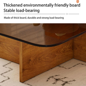 Tavolino da caffè con struttura in legno moderno personalizzato all'ingrosso con vetro Top <span class=keywords><strong>stile</strong></span> europeo mobili da soggiorno per uso domestico - Product Image 2