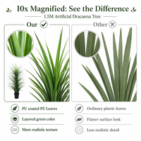 Arbre artificiel en PE de 1,5 m, Plante Dracaena réaliste, ignifuge, résistante aux UV, écologique, en pot noir, direct usine