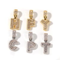 Hip Hop Square Zircon Ice-out Letter Custom Collar Charms, Trendy Fashion Twist Chains Collar con nombre
