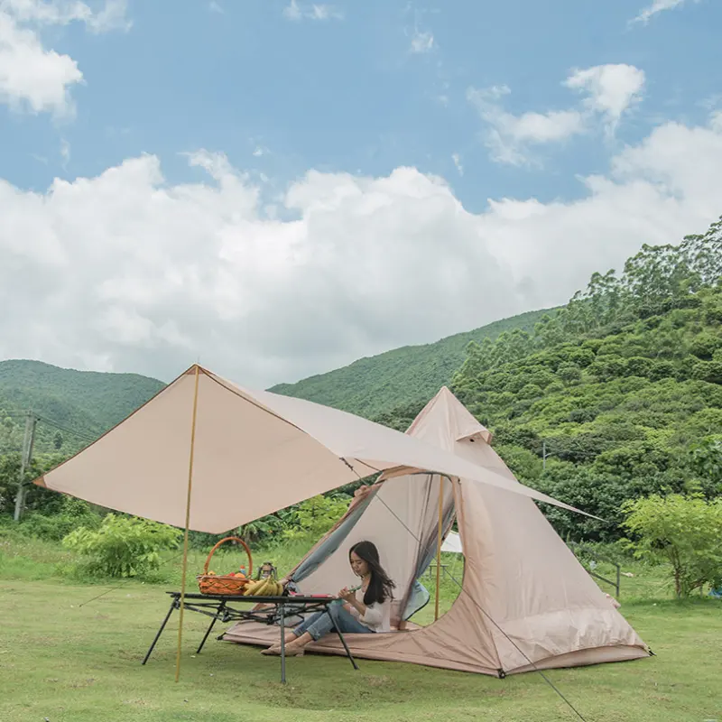 Di động ngoài trời Ấn Độ 2 người Lều cắm trại kim tự tháp lều chống mưa tán dã ngoại cắm trại gia đình lều
