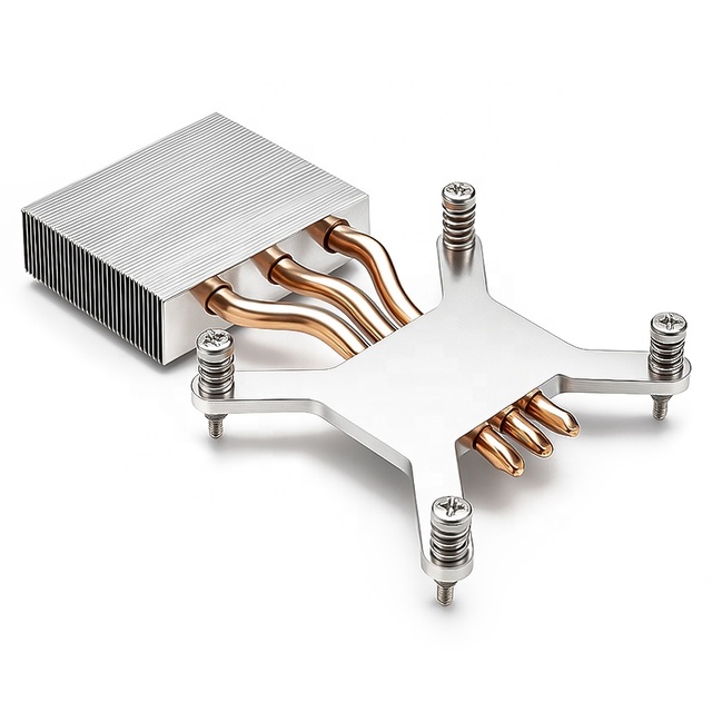 Mini Pc CPU Cooler Copper Heatpipe Heatsink with Aluminum Fin Low Profile Passive Cpu Cooling for Rackmount Industrial Computer