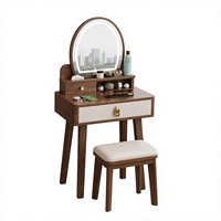 Ensemble coiffeuse et tabouret pour petite chambre, moderne, compact, avec rangement à tiroirs, écoresponsable, avec miroir, de qualité supérieure