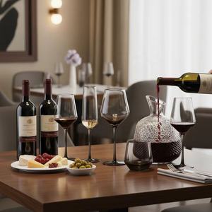 Ensemble de verres à <span class=keywords><strong>vin</strong></span> rouge gris fumé élégants et luxueux avec logo personnalisé, design de tige personnalisé pour les fêtes à domicile - Product Image 3