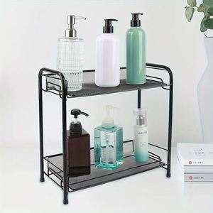 Étagère à fruits pliable en métal à double niveau, style classique moderne, organisateur de rangement de cuisine multifonctionnel - Product Image 3