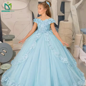 2025 per bambini abiti da <span class=keywords><strong>principessa</strong></span> bianchi per ragazze di alta qualità floreale estate festa abito da ballo lunga lunghezza di usura quotidiana - Product Image 2