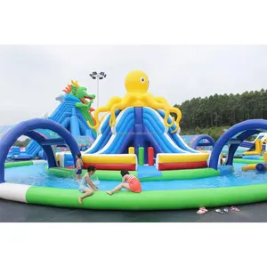 Wholesale Giant inflatable octopus park water slide with pool outdoor amusement water inflatable park