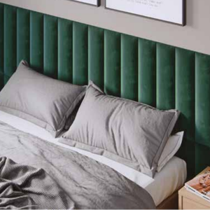 Moderno 3D Floral Dormitorio Panel de pared Terciopelo verde <span class=keywords><strong>Tela</strong></span> de gamuza Cuero Tapizado Tablero de <span class=keywords><strong>cabecero</strong></span> acústico - Product Image 1