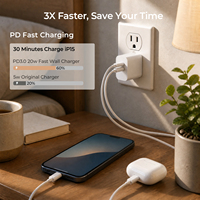 Adaptateur secteur USB double 20W PD à charge rapide (1C1A) avec prise US pour Samsung Galaxy S23 S22 Google Pixel iPhone 15 14 Pro Max