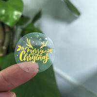 Nouveaux autocollants adhésifs décoratifs ronds de noël transparents pour emballage cadeau bronzant