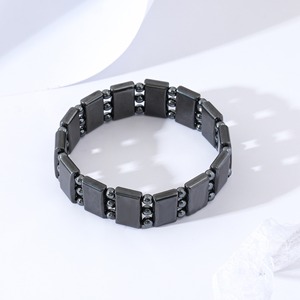 Pulsera de hematita para hombres, piedra de poder de hematita Natural, <span class=keywords><strong>salud</strong></span>, curación, cuentas, pulseras elásticas de la <span class=keywords><strong>suerte</strong></span>, regalo inspirador, joyería - Product Image 2
