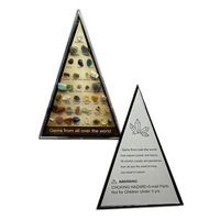Vente en gros 36 sortes de pierres précieuses en agate cristal naturelles Emballage de boîte en plastique triangle avec pierres mélangées pour cadeau