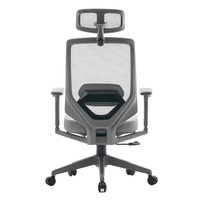 Chaise de bureau ergonomique de luxe pivotante JR RACING en maille grise moderne avec support lombaire réglable en hauteur