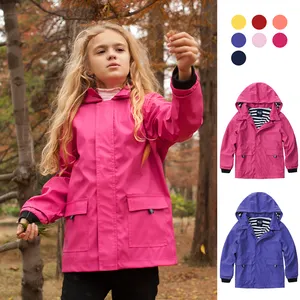 Kinder Regen Kleidung Jungen Kapuze Wind breaker Jacke Mädchen Outdoor wasserdichte Regen jacke