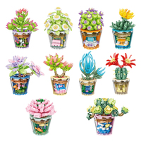 Série de mini-plantes en pot, blocs de construction, jouet de décoration de bureau, jouet éducatif DIY pour assembler des plantes et des fleurs, cadeau pour enfants et adultes