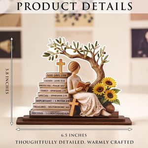 Panneau de bureau religieux en bois « Dieu dit que je suis », décoration pour salle de prière, cadeau chrétien pour femmes, mamans et adolescentes - Product Image 2