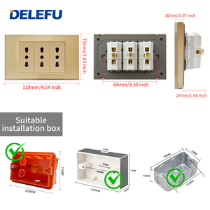 Delefu Thiết kế bảng kính của ổ cắm sạc nhanh tiêu chuẩn Ý (Type-C 20W + USB kép) - Product Image 4