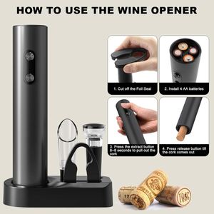 Juego de abridor de vino eléctrico clásico plateado premium Novison, base recargable, abridor de botellas automático, caja de regalo, logotipo personalizado, aluminio - Product Image 2