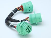 Câble répartiteur Y ELD J1939 Premium 9 broches Type 2 Vert J1939 Mâle vers 2 Femelles 30 cm (1 pied) Extension pour diagnostic de traceur GPS de camion