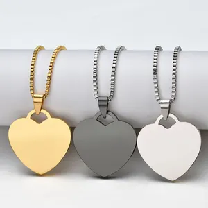 BINSHUO Personalised Customised Women Jewelry Pendant Letters Stainless Steel Nameplate Name Pendant Love Heart Necklace