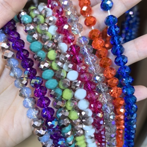 1 brin <span class=keywords><strong>de</strong></span> perles rondelles en verre <span class=keywords><strong>de</strong></span> 4 mm, couleurs rouge, jaune, orange, style perle tchèque, pour la fabrication <span class=keywords><strong>de</strong></span> bracelets, colliers et lampwork en <span class=keywords><strong>cristal</strong></span> - Product Image 3