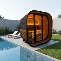 Sauna traditionnel en épicéa carbonisé pour extérieur, sauna en forme de cube incurvé, sauna sec pour jardin, expédition rapide depuis les États-Unis