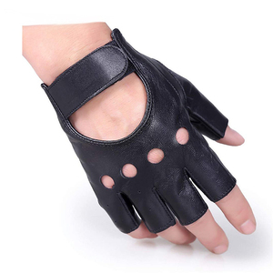 Gants de moto sportifs mi-doigts en cuir de mouton personnalisés en usine pour l'extérieur - Product Image 4