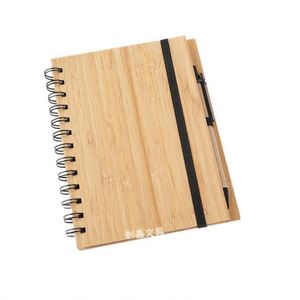 Ensemble cadeau de bloc-notes et porte-stylo en bois recyclé personnalisé avec motif grain de bois, impression UV/estampage, style créatif - Product Image 1