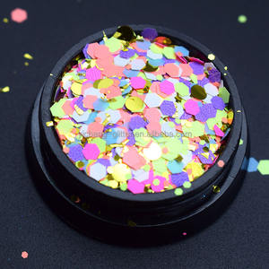 Mélange de paillettes mates épaisses hexagonales <span class=keywords><strong>rose</strong></span>, violet, jaune, effet néon, résistant aux solvants, pour résine, nail art et loisirs créatifs - Vente en gros usine - Product Image 3