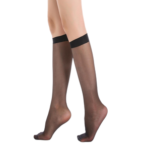 FF4140 <span class=keywords><strong>été</strong></span> femmes Ultra-mince élastique Nylon Compression <span class=keywords><strong>bas</strong></span> Transparent pure genou haut solide motif respirant - Product Image 1