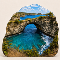 Magnete per Frigorifero Panoramico di Nusa Penida Indonesia, Souvenir 3D in MDF Stratificato, Regalo di Viaggio per Rivenditori Turistici