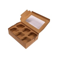 Vente en gros de boîtes à beignets avec fenêtre en PET avec logo personnalisé Gobelets en papier pour boulangerie, biscuits alimentaires, cupcakes Boîte avec logo personnalisé