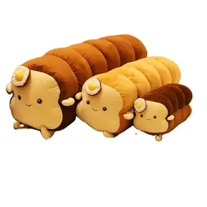 Groothandel Simulatie Lang Toastbrood Pluche Speelgoed Cartoon Schattige Uitdrukking Gesneden Brood Zacht Pluche Sierkussen