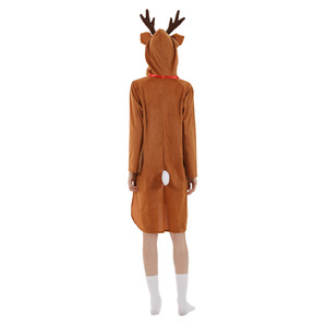 Disfraz navideño de reno para mujer, traje de fiesta para adultos con astas y capucha, vestido de fibra de poliéster - Product Image 4