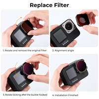K&F Concept - Juego de 4 Filtros Polarizadores de Reducción de Luz ND8/PL, ND16/PL, ND32/PL, ND64/PL para GoPro Hero 13/12/11/10/9, Filtro ND/PL