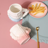 Tasse en céramique 400ML avec poignée de bras doudoune tasse de petit déjeuner en porcelaine pour café thé lait bière-tasse à eau durable