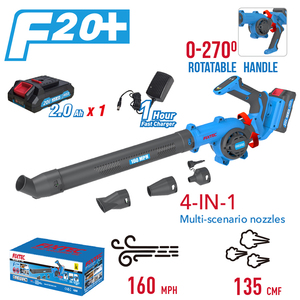 เครื่องเป่าใบไม้ไร้สาย FIXTEC 20V สำหรับงานอุตสาหกรรม/งานบ้าน 0-270 เครื่องมือทำความสะอาดสวนแบบใช้แบตเตอรี่พร้อมด้ามจับหมุนได้ รุ่น FCGB202X-2 - Product Image 4