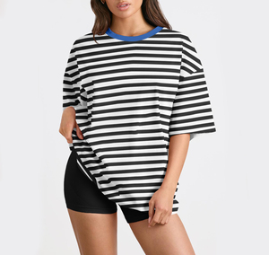 Camiseta de Mujer al por Mayor de Alta Calidad, Color Sólido Informal, Transpirable, Ligera, de Algodón, Manga Corta - Product Image 1