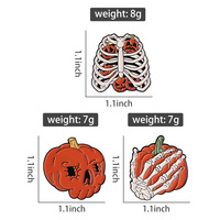 Bros tangan tengkorak musim seram Pin Enamel kerangka labu Halloween hadiah perhiasan untuk teman-teman grosir