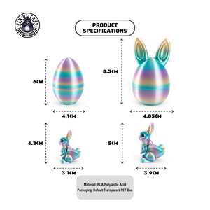 Ornement d'œuf de lapin imprimé en 3D, jouet œuf de Pâques en PLA, figurine de lapin transformable, cadeau de fête, objet de décoration - Product Image 3
