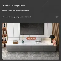 Meuble TV et table basse en bois, style minimaliste moderne, pour petit appartement, design de luxe léger, à poser au sol