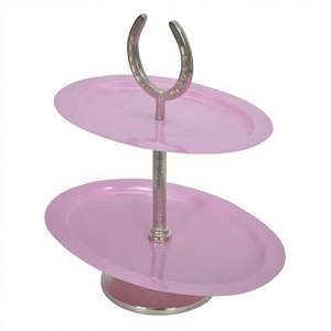 Anniversaire Anniversaire Fiançailles Décoratifs Plateaux De Service Accent Émail Fini 2 Niveaux Magnifique Gâteau Stand Équestre - Product Image 1