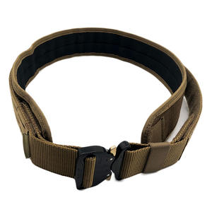 Sabuk taktis tugas EDC dua lapis diperkuat di bawah baja hitam gesper d-ring nilon uniseks penggunaan luar ruangan - Product Image 3