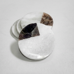 Ensemble de sous-verres en pierre naturelle faits à la main avec incrustation d'améthyste, sous-verres décoratifs ronds pour la décoration de table et de la maison - Product Image 1