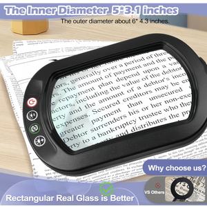 Loupe carrée 10X avec lumière et support, loupe éclairée par LED en verre véritable - Product Image 4