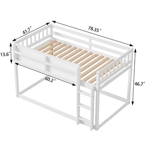 Cama Alta Doble sobre Doble, Ahorra Espacio para Niños y Adultos, Fácil de Montar, Cama Alta Segura para Niños Pequeños con Barandillas, Blanca - Product Image 2