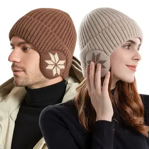 Yeni Unisex eklemek kürk astarlı kış örme şapka kış kulaklığı moda bere şapka erkekler kadınlar için açık klasik sıcak tutmak kap