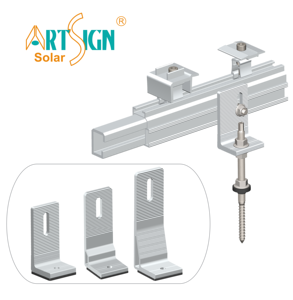 ARTSIGN金属屋根異なる高Lフィートレールクリップ二重ヘッドネジ固定ソーラー屋根サポートソーラーマウントシステム - Product Image 1